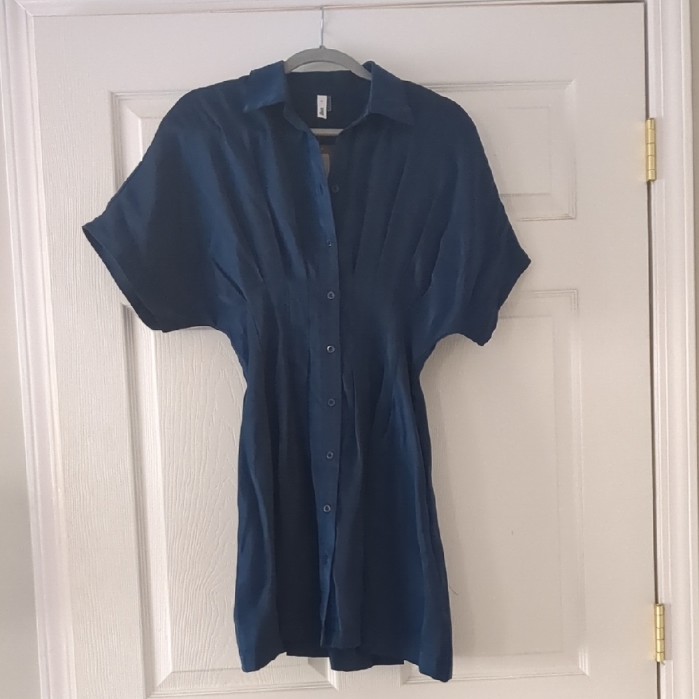Blue Button-Up Dress | Small | NWT